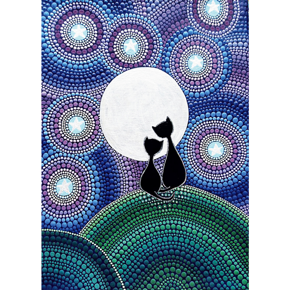 Cat Moon 30*40cm(canvas) full special shaped drill diamond painting