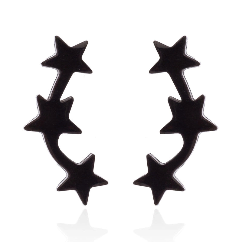 Minimalist Triangle Moon Coconut Tree Stainless Steel Asymmetrical Plating Ear Studs 1 Pair