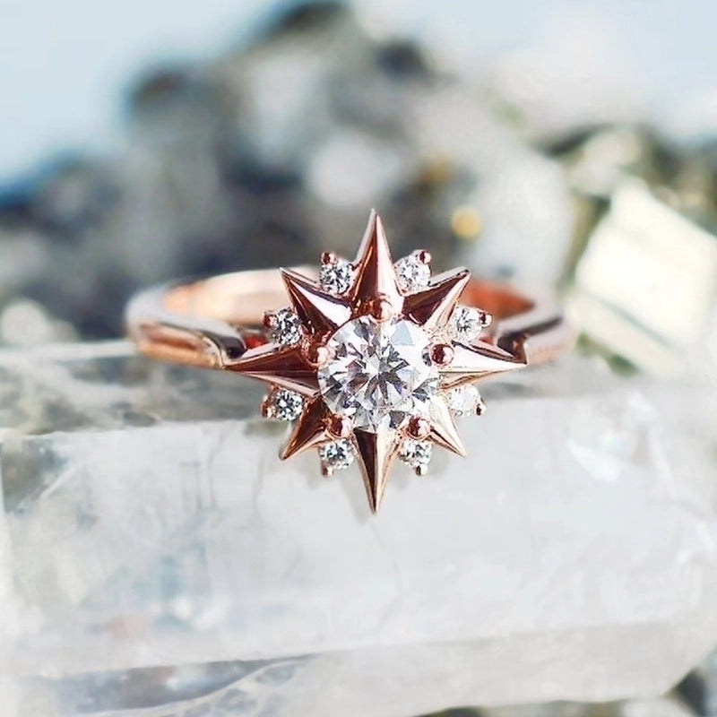IG Style Shiny Star Copper Inlay Zircon Rings