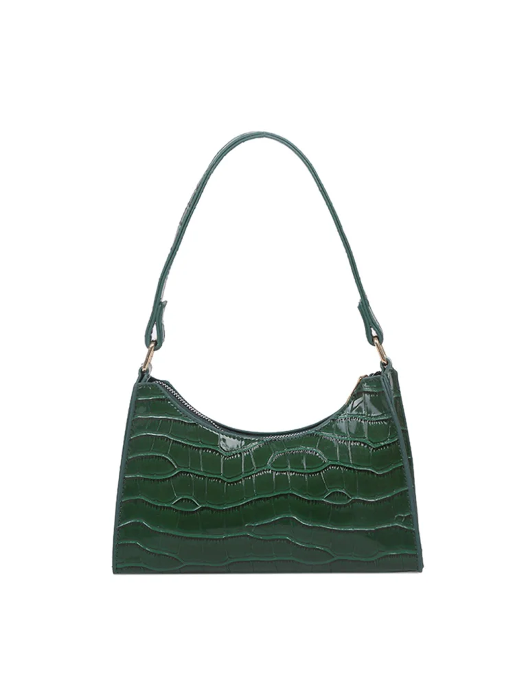 PU Shoulder Totes Casual Zipper for Daily Shopping Leisure Travel (Green)