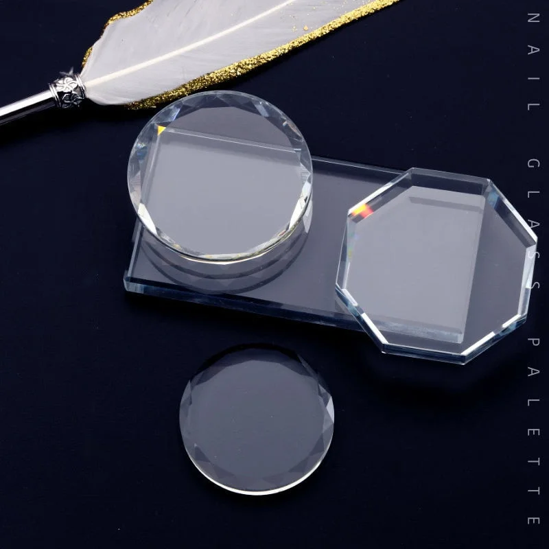 1PC Rectangle Glass Nail Color Palette for Gel Polish Pallet Mixing Drawing Paint Plate Pad Manicuring Nail Art Display Shelf-Nail Inspo