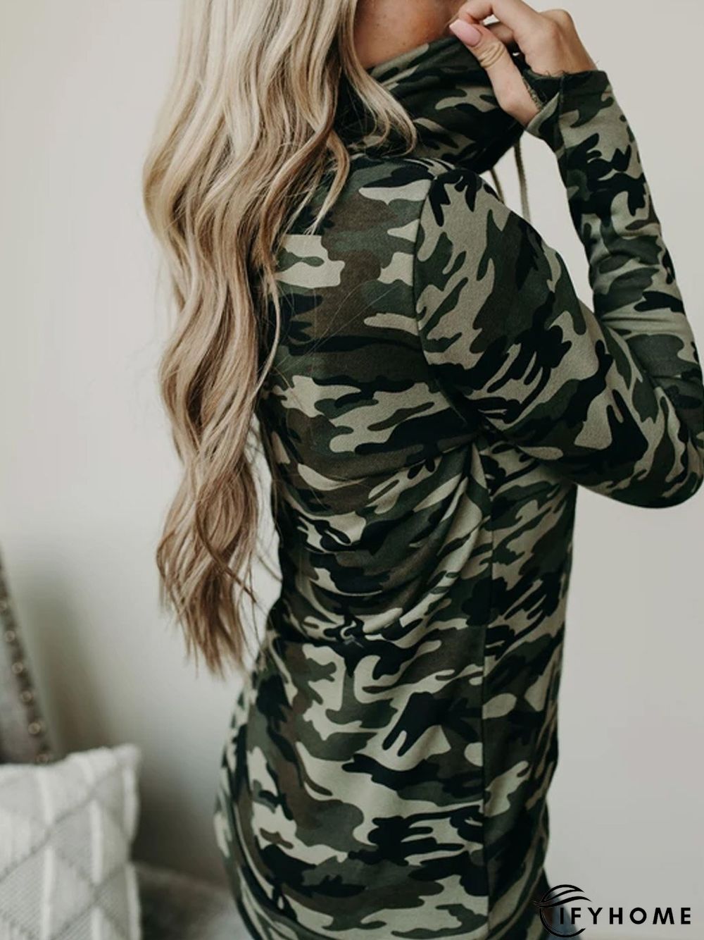 Camouflage Stand Collar Patchwork Long Sleeve Sweatshirt | IFYHOME