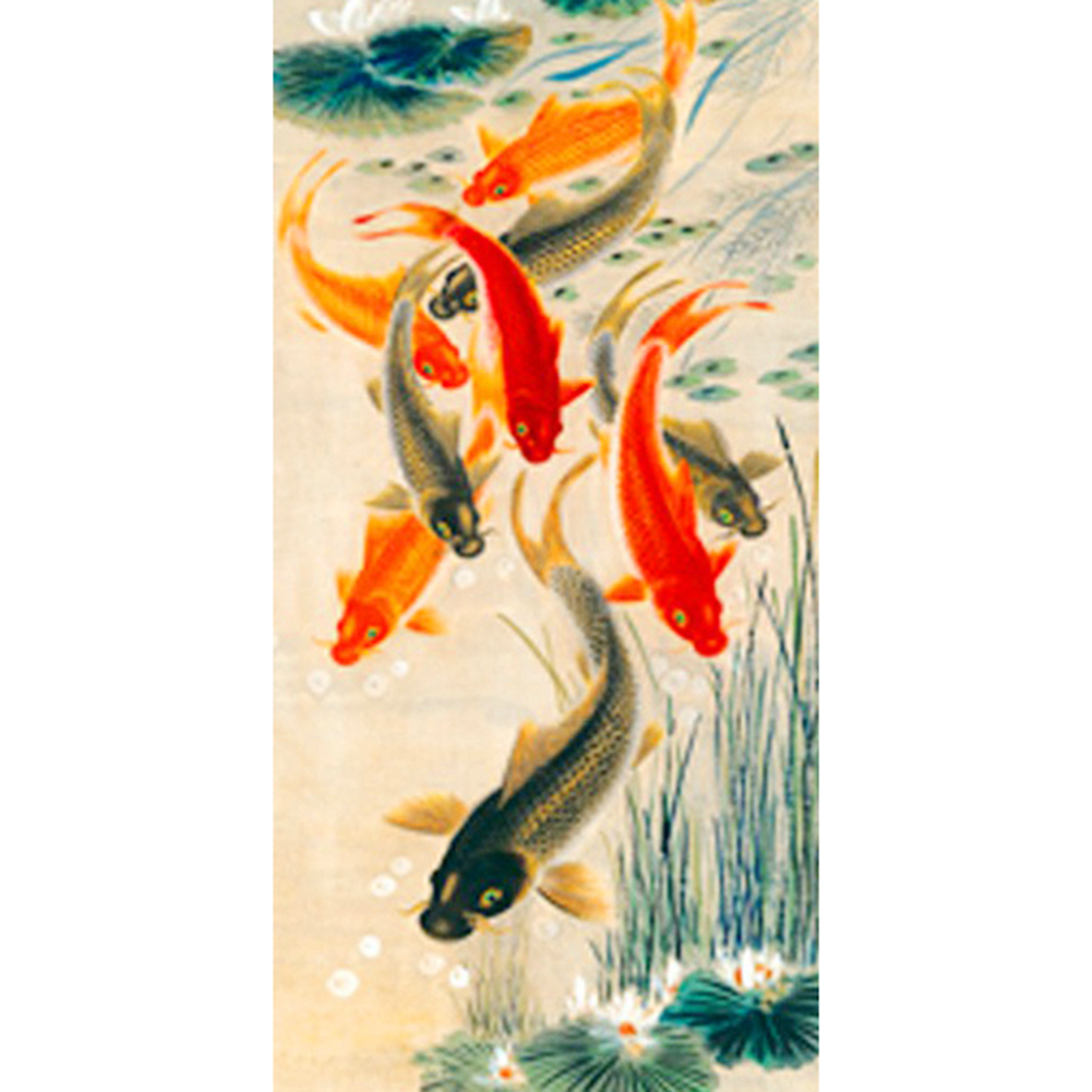 

45*85CM - Round Drill Diamond Painting - Nine Fish, 501 Original