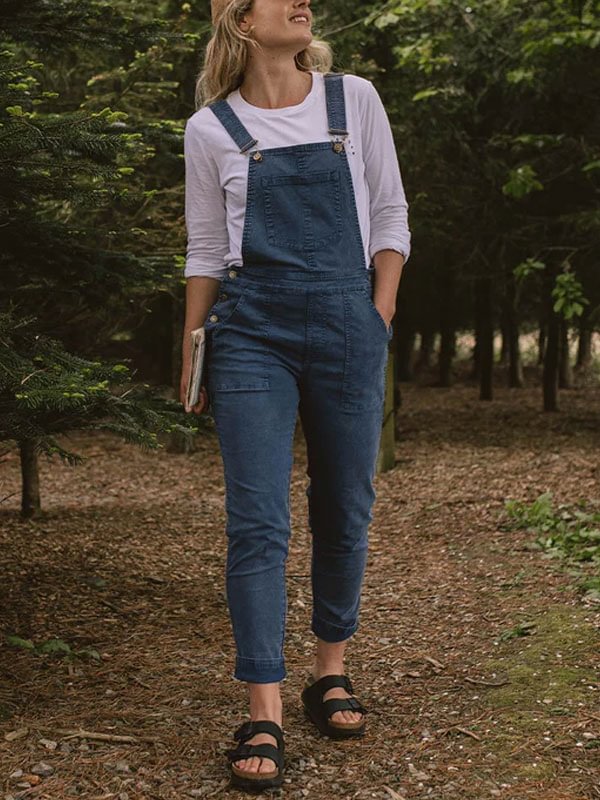 Minimalist washed denim outdoor ladies' jumpsuit