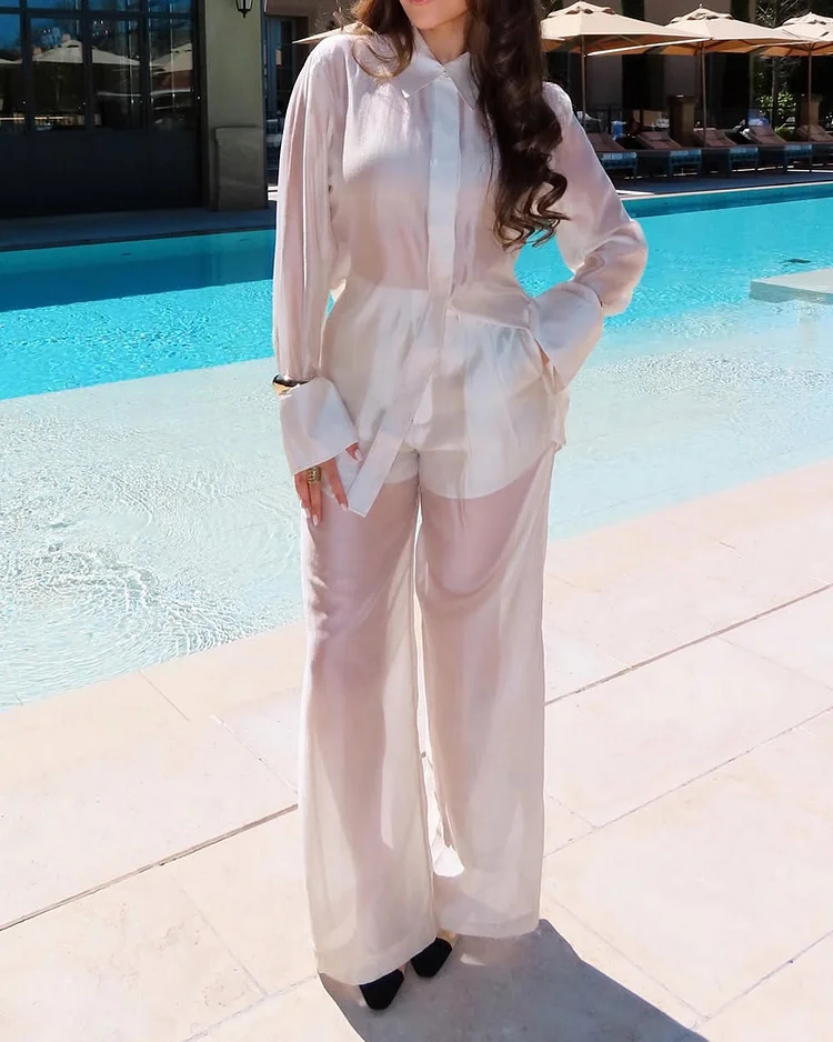 Lapel perspective casual solid color two-piece suit