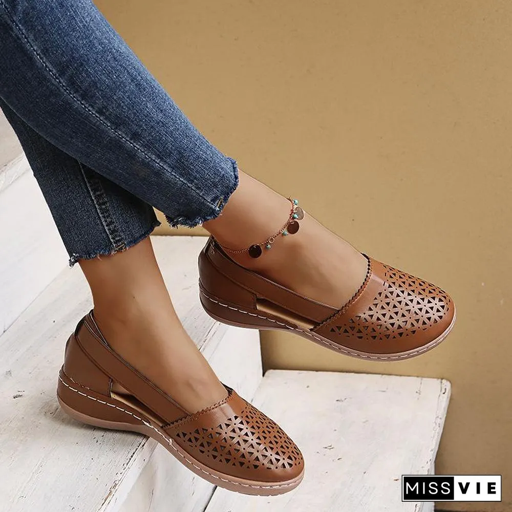 Hollow Pure Color Women Sandals