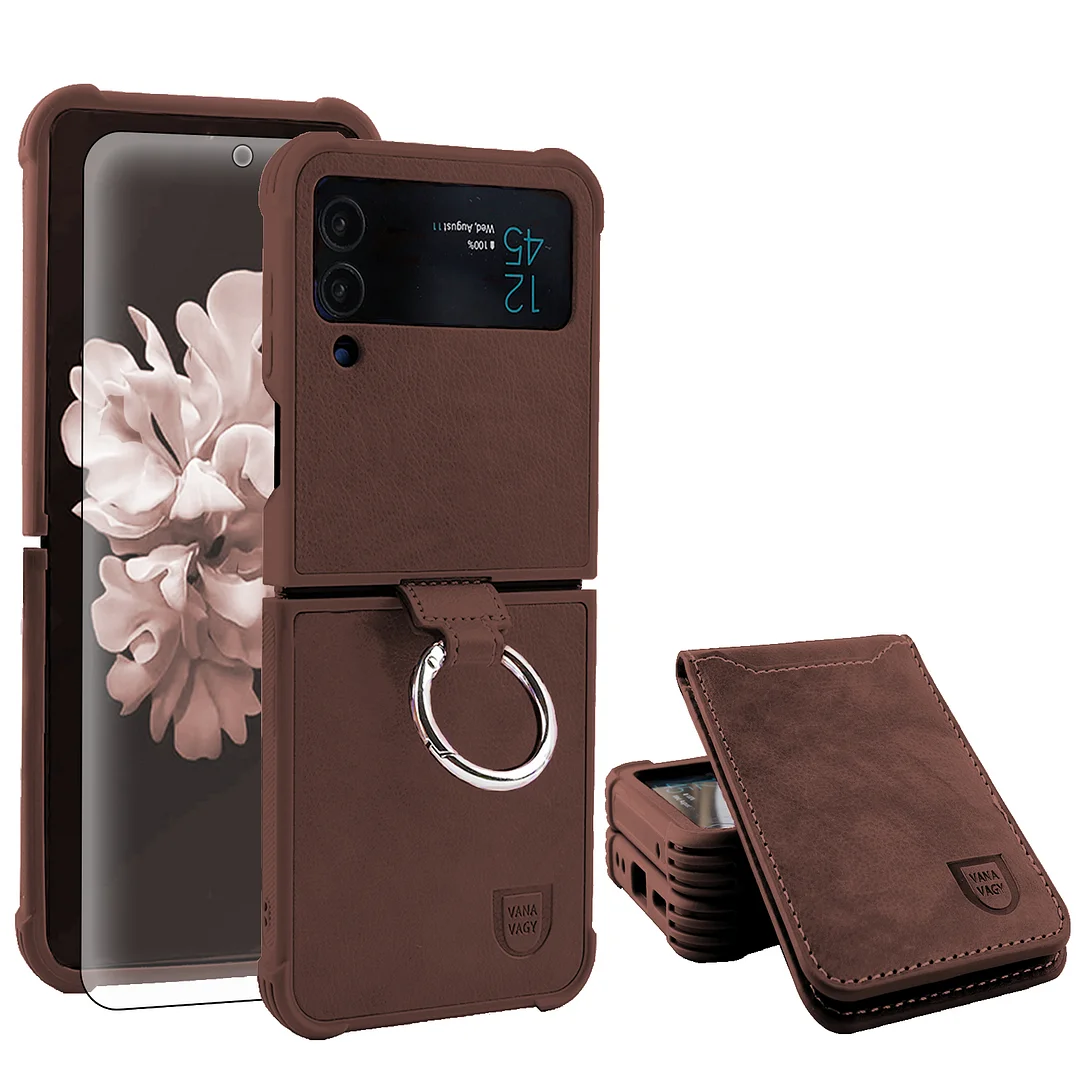 VANAVAGY Samsung Galaxy Z Flip 4 5G Leather Wallet Case with Card Holder