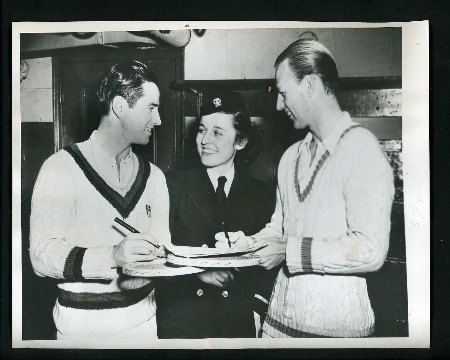 Bobby Riggs & Don Budge 1946 Press Wire Photo Poster painting Lieutenant Mary Virginia Smith