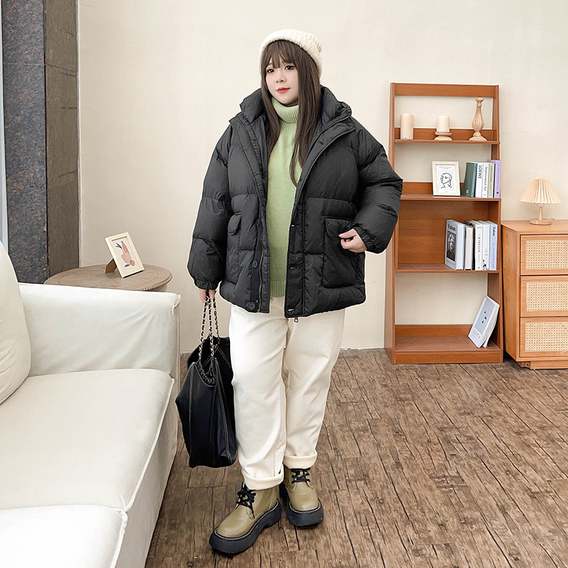 Plus-Size Winter Puffer Coat with 90% White Duck Down – Slimming Hooded Parka