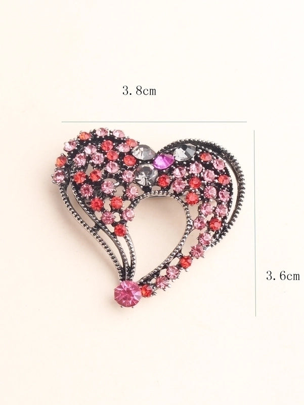 Sweet Shiny Heart Shape Alloy Inlay Rhinestones Women’s Brooches