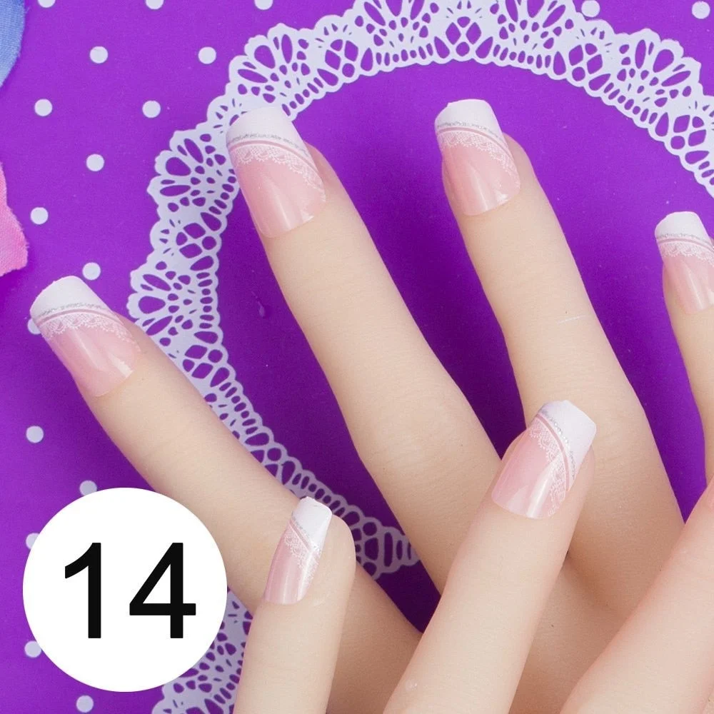 With 1 Piece Of Nail Adhesive Tape 24pcs/Box Press On Nail Art Tips Full Cover 10 Sizes False Nail Art Wedding Nails-Nail Inspo