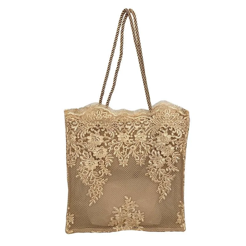 Fashion Lace Hollow Handbag Straw Vintage Beach Bags