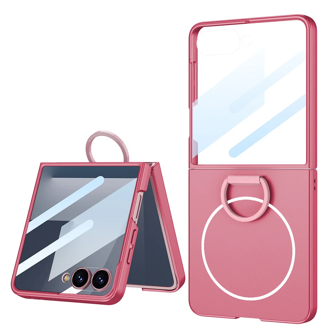Suitable For Samsung Flip7 Mobile Phone Case Built-In Magnetic Case Film Integrated Flip7D Finger Ring Folding Screen Anti-Fall Protection Case