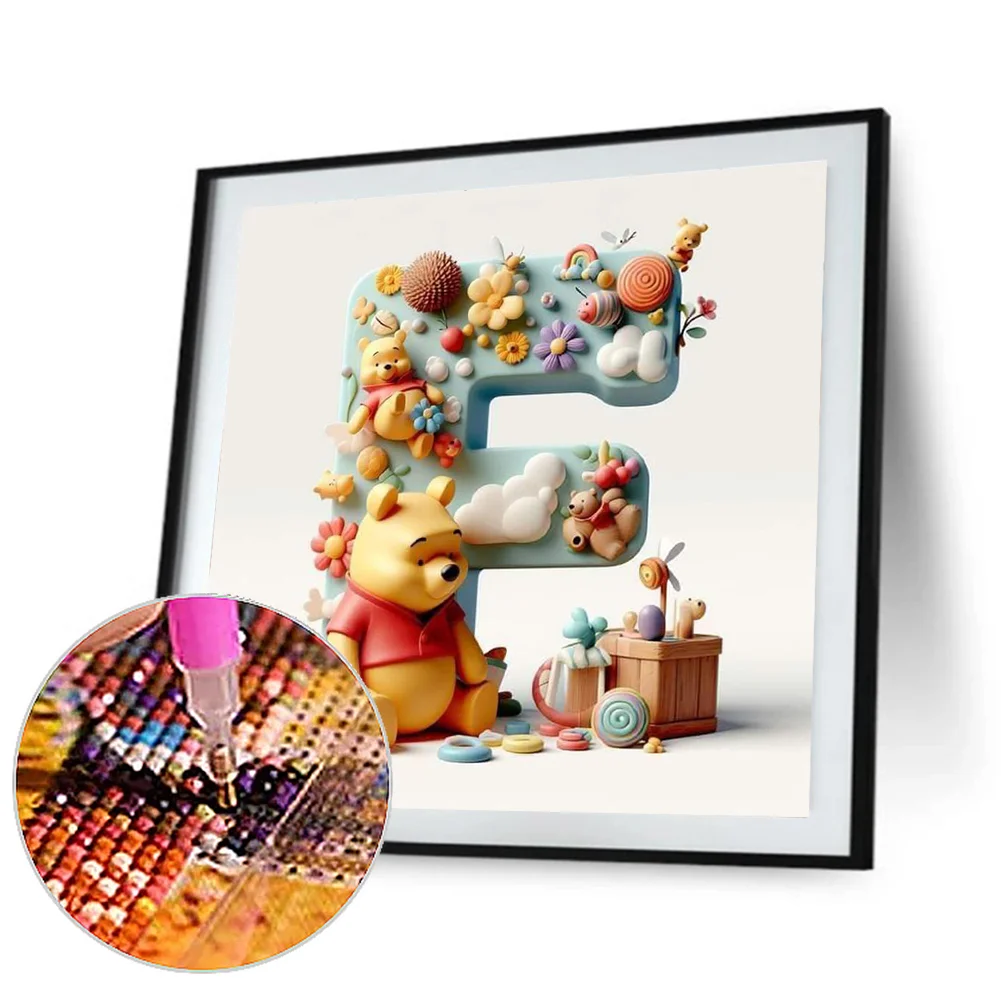 Full Round Diamond Painting 30*30cm - Winnie The Pooh'S 26 Letters F
