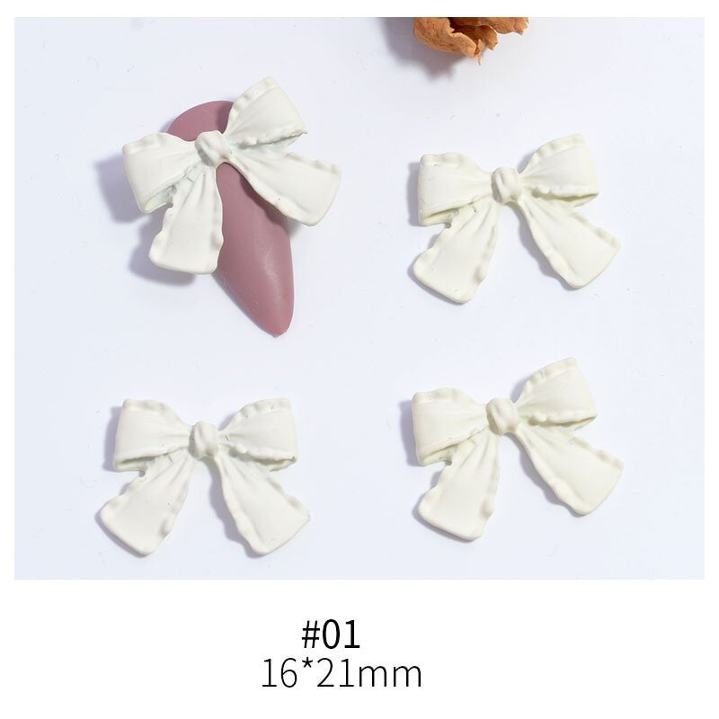 Nail Rhinestones Spray Paint Bow Three-Dimensional Simple Style Designs 5Pcs/Set Metal Spray Paint Nail Decoration Beauty Salons