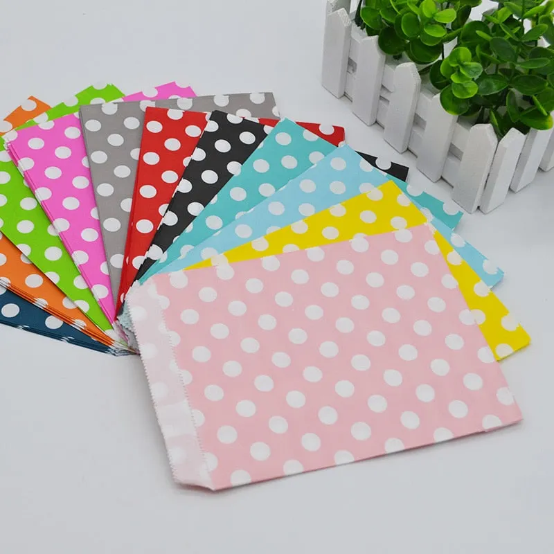25pcs/lot 13*18cm Dot Paper Bag Candy Cookies Cupcake Bags Kids Birthday Party Foods Packaging Supplies Wedding Decoration