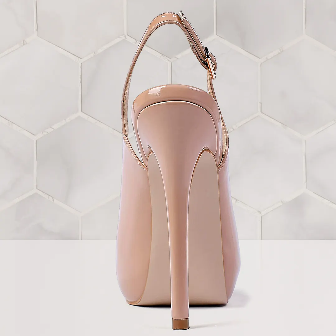 120cm/4.72inch Women's Strap Slingback Sandals Peep Toe Platform Stilettos Patent Heels