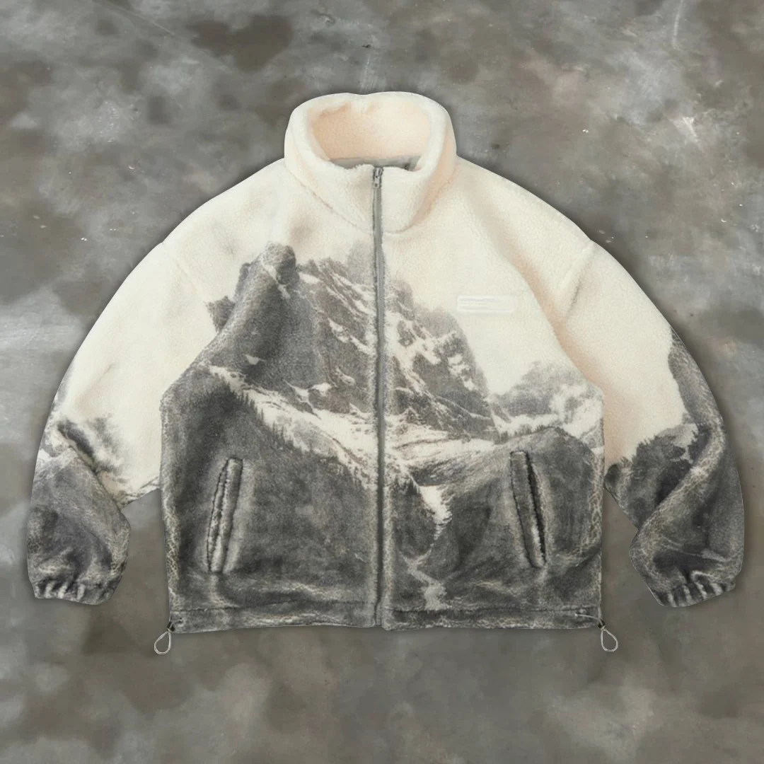 Casual men's street style long-sleeved plush jacket