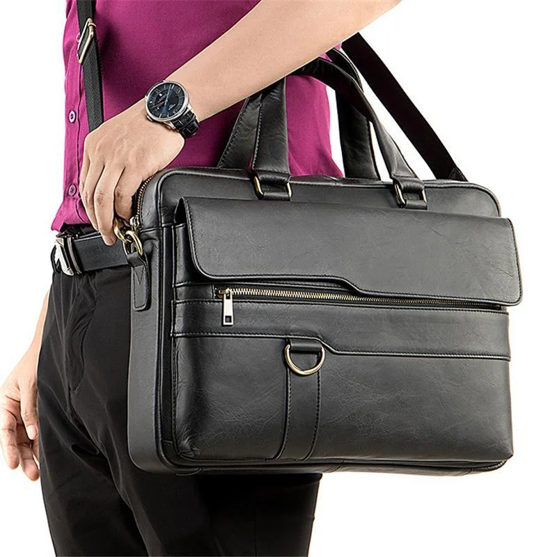 Classic Business Vintage Plain 15 Inch Laptop Bridfcese With Large Capacity