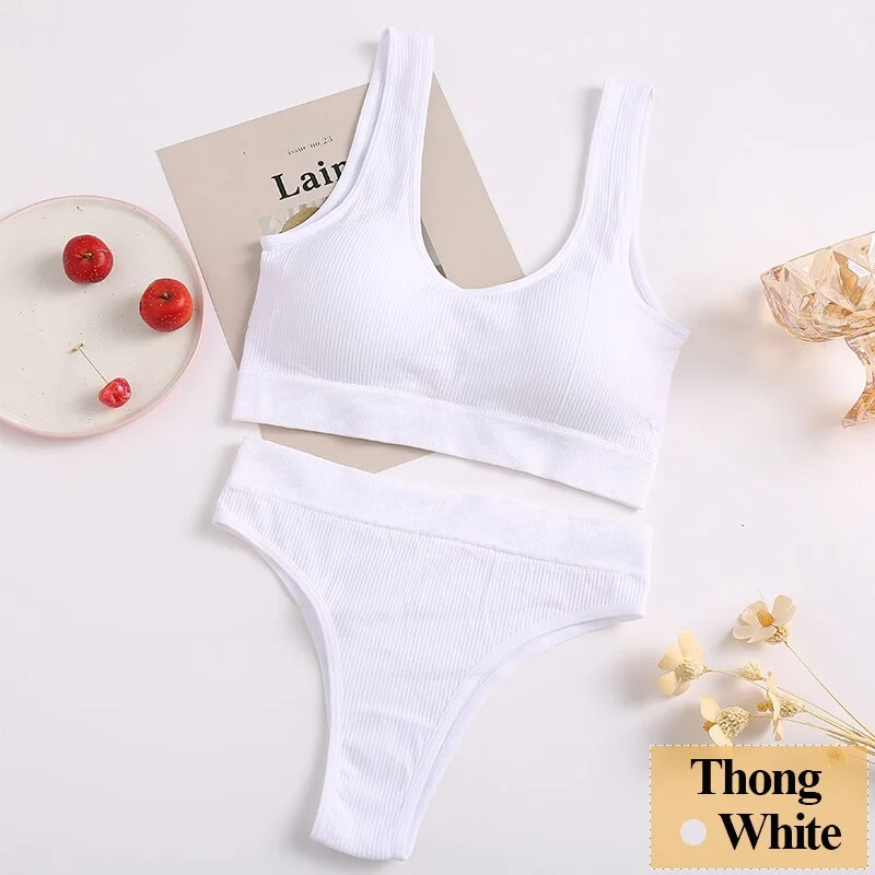 Women Bra Set Female Tube Tops Tank + Panties Vest U-Shaped Back Underwear Seamless Lingerie Female Bralette Backless Crop Tops