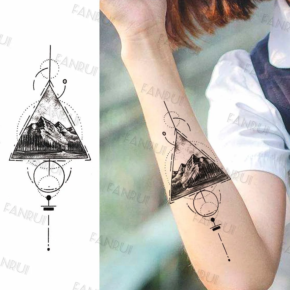 Black Gun Tattoos Sticker For Men Women Arm Art Temporary Tattoos Realistic Fake Flower Lion Tiger Tatoos Decal Cool Warrior DIY