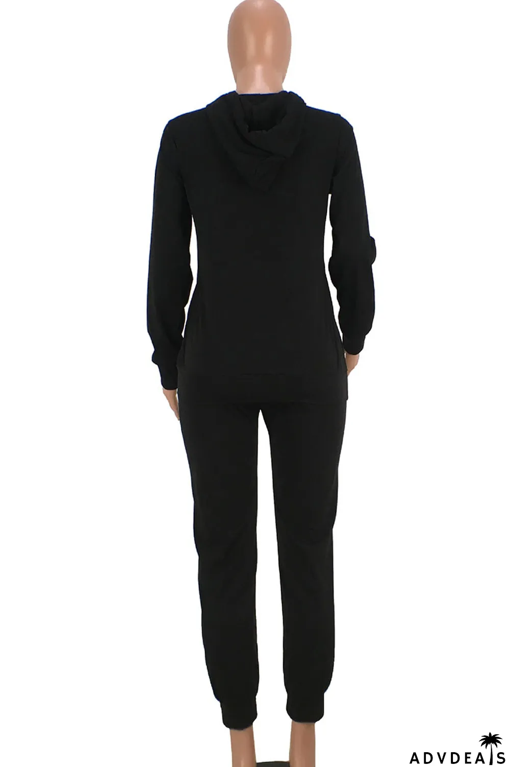 Brown Fashion Solid Ripped Hooded Collar Long Sleeve Two Pieces