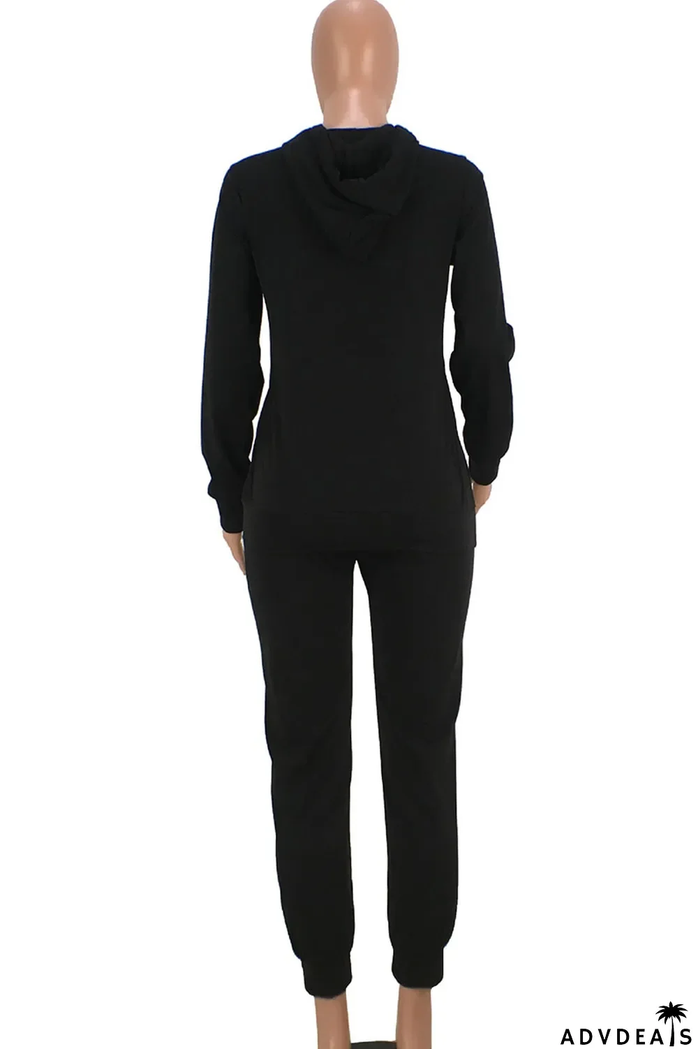 Brown Fashion Solid Ripped Hooded Collar Long Sleeve Two Pieces