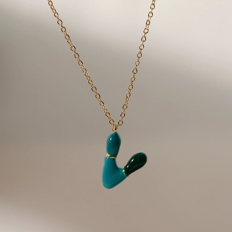 Copper 14K Gold Plated Chain Letter Pendant Necklace