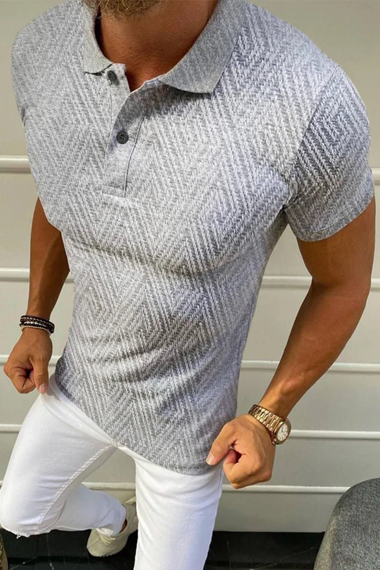 BrosWear Trendy Gray Short Sleeve Polo Shirt