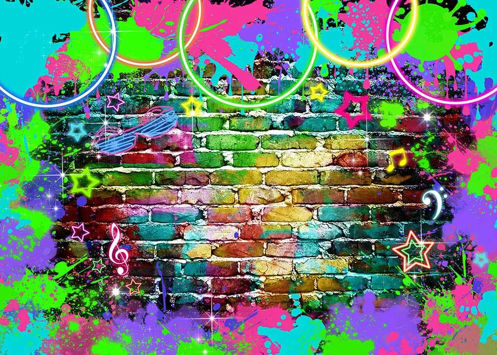 Hip Hop Graffiti Brick Wall Happy Birthday Party Backdrop RedBirdParty