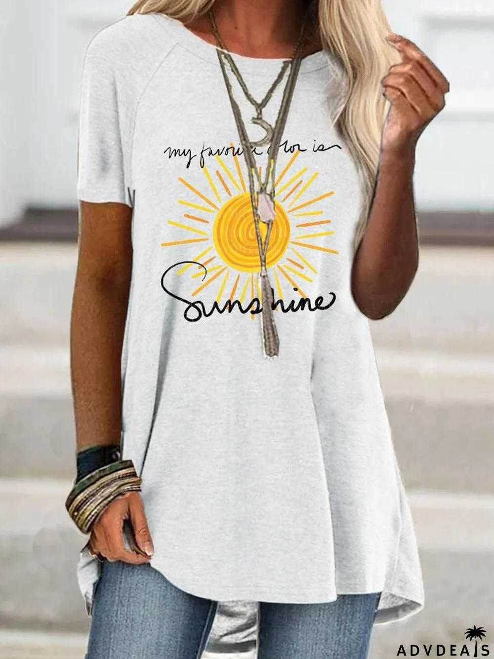 Women's Short Sleeved Floral Print T-shirt