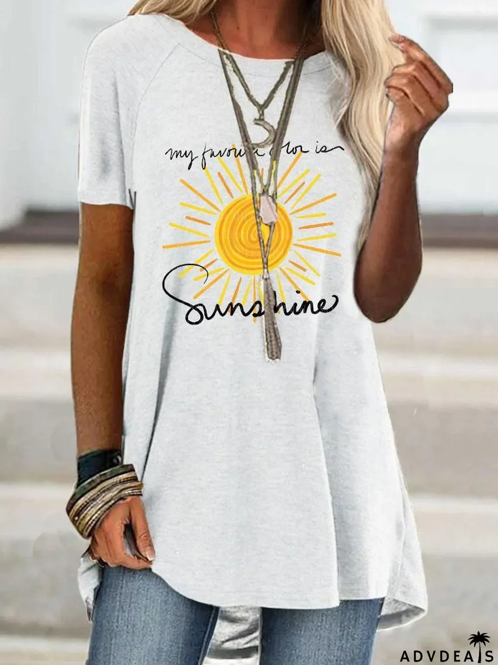 Women's Short Sleeved Floral Print T-shirt