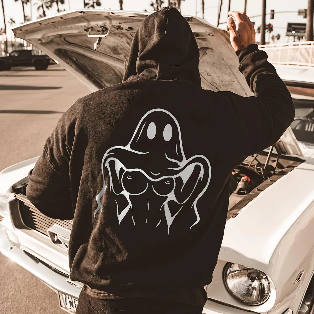 Naughty Ghost With Sexy Boobs Printed Men's Hoodie -  