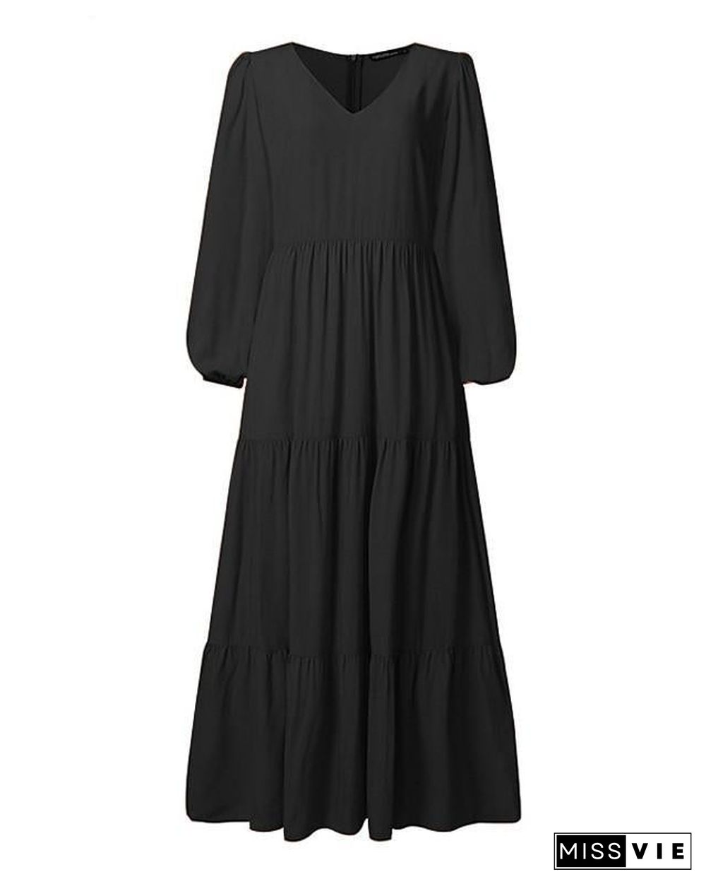 Women's Swing Dress Maxi Long Dress Long Sleeve Solid Color Patchwork Fall Casual Dress