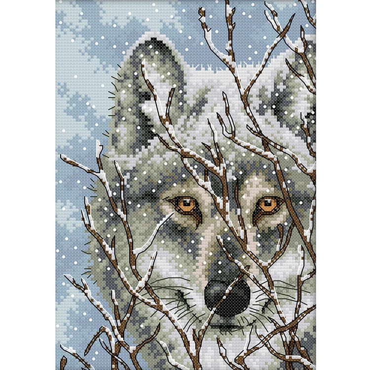 Animal Wolf 14CT Printed Cross Stitch Kits (21*30CM) fgoby