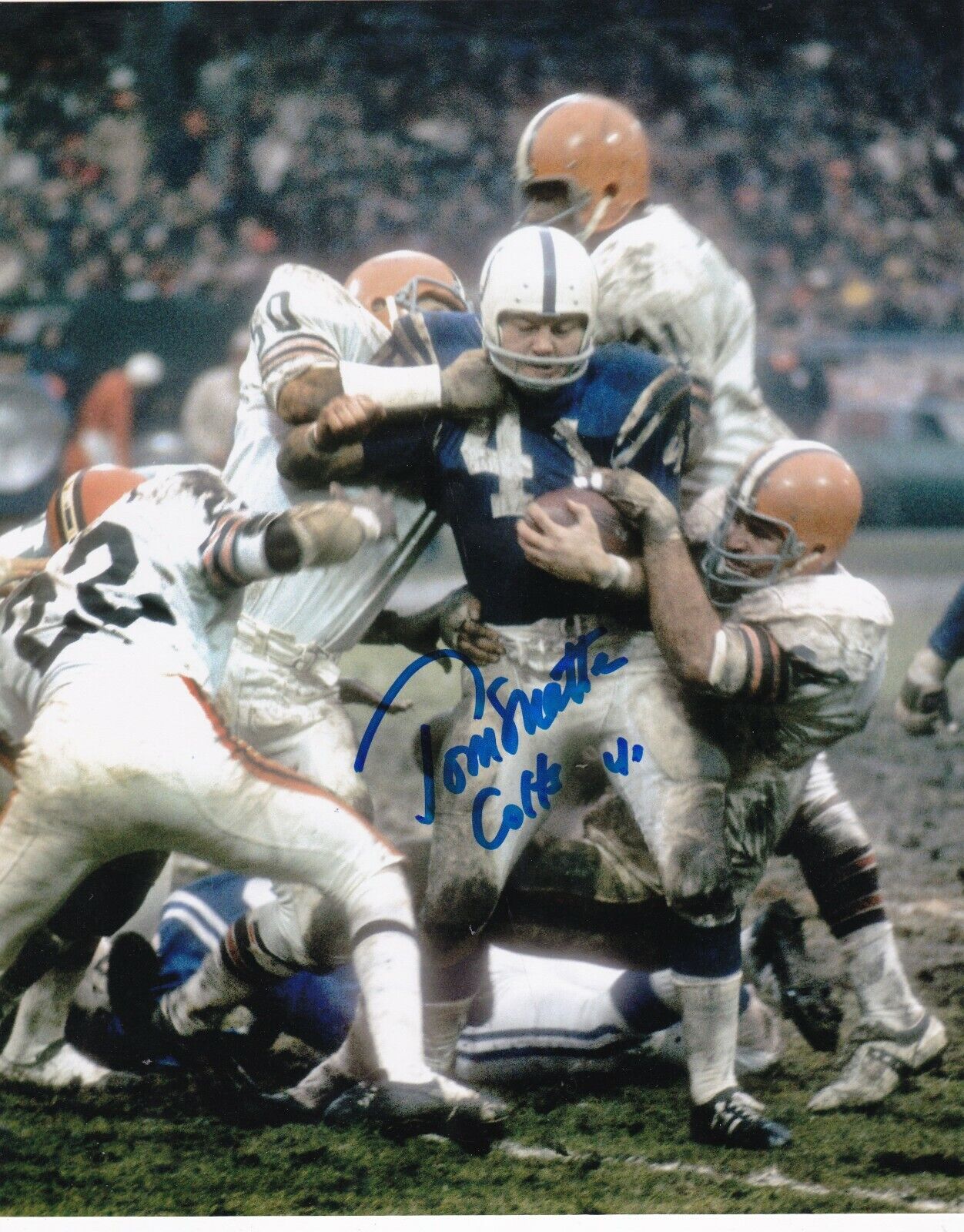 TOM MATTE BALTIMORE COLTS ACTION SIGNED 8x10