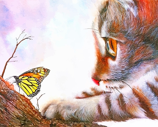 

Lovely Kitten And Butterfly – Paint By Numbers - 40*50CM, 501 Original