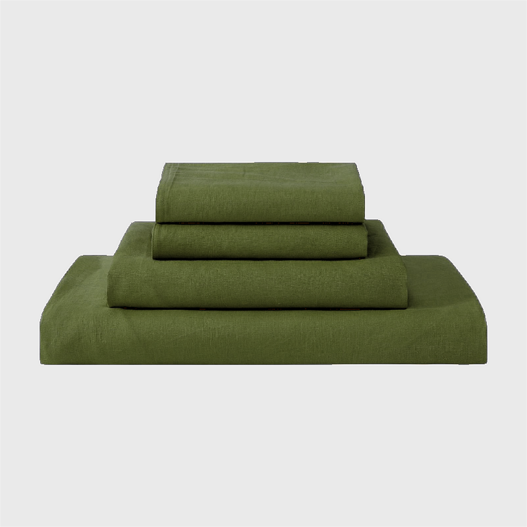 Olive French Linen Sheet Set Linen Time