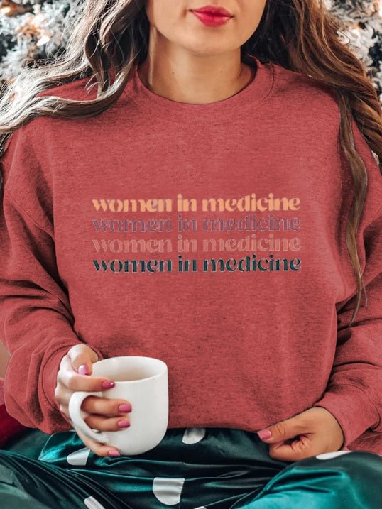 Long Sleeve Crew Neck Women in Medicine Sweatshirt