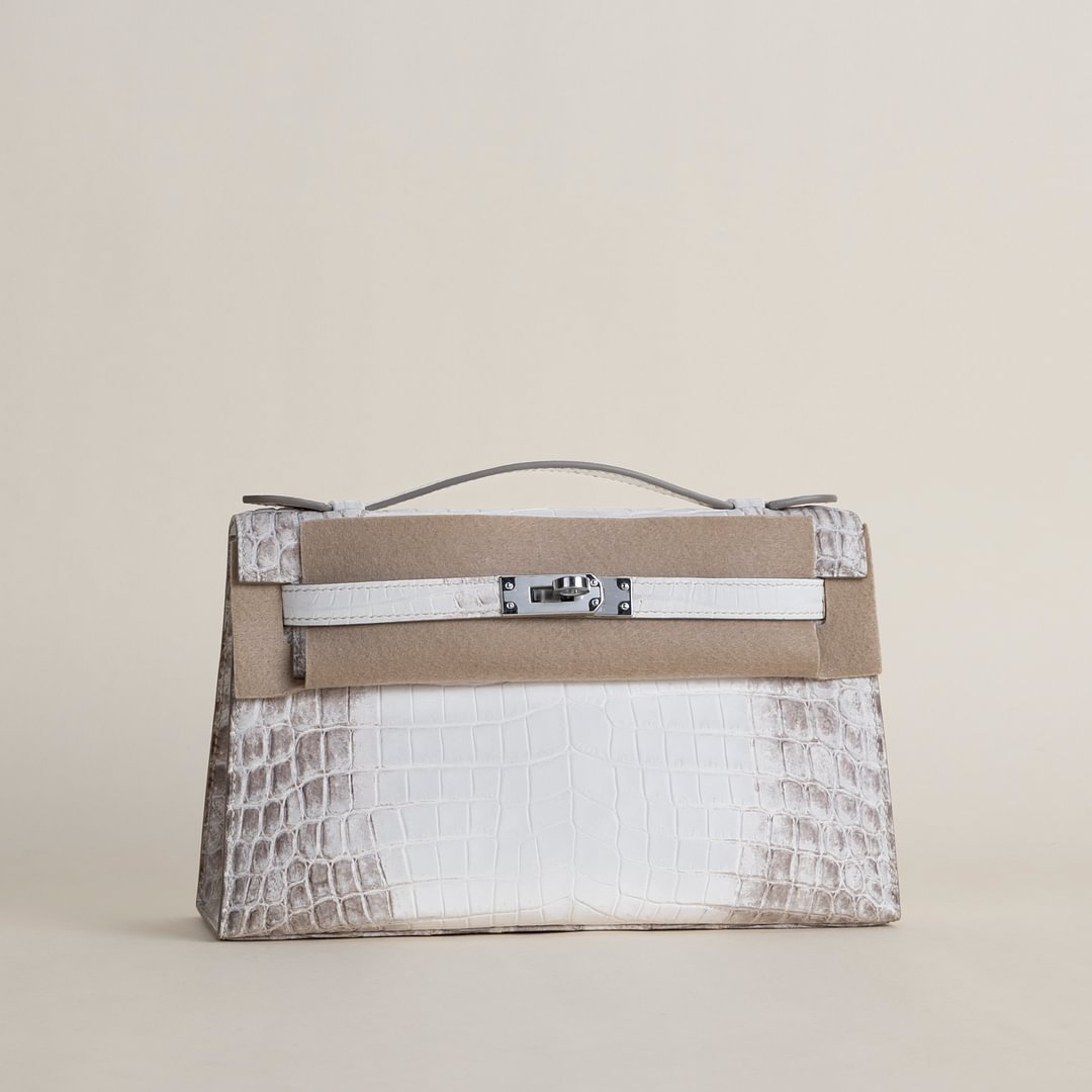 Kelly pochette Matte Niloticus Crocodile 01 Himalayan PHW