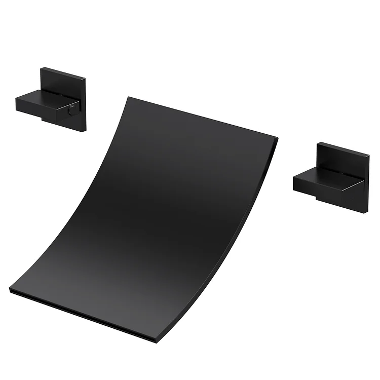 EVERSTEIN Waterfall Wall-Mounted Bathtub Faucet in Matte Black SFS-1108-BK