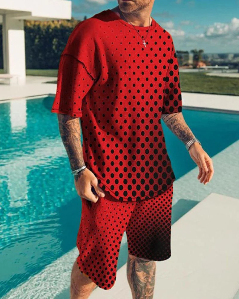 Men's Casual Print  Short Sleeve Suits-061405
