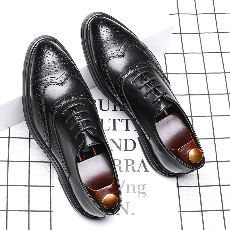 Colourp Colourp 2023 New Business Leather Shoes Men's Leather Shoes British Bullock Carved Men's Shoes 3019-R