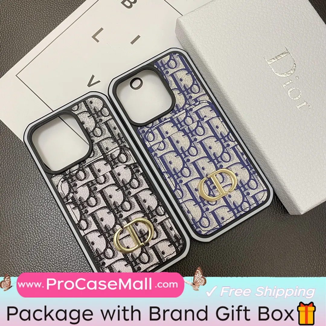 Dior Card Slot Luxury CD Metal Logo Apple iPhone Case