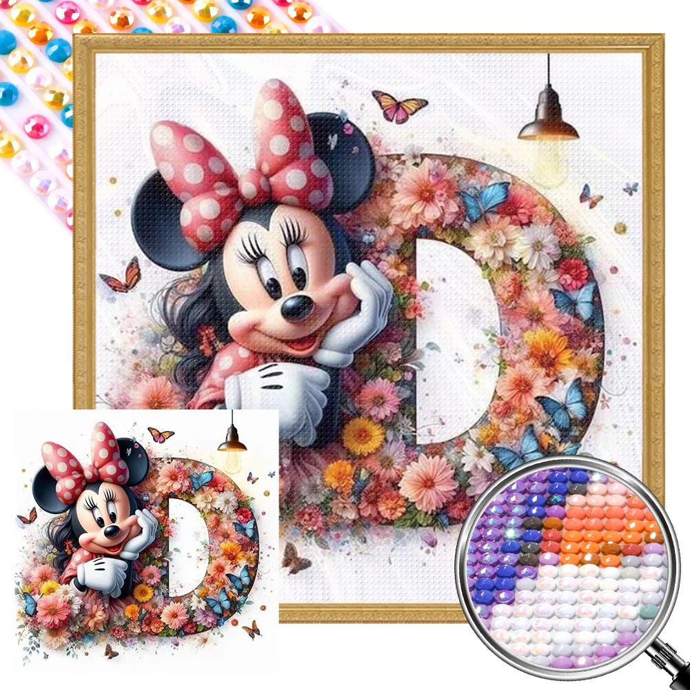 Partial AB Diamond Painting - Full Round Drill - Mickey Minnie Letters(Canvas|35*35cm)