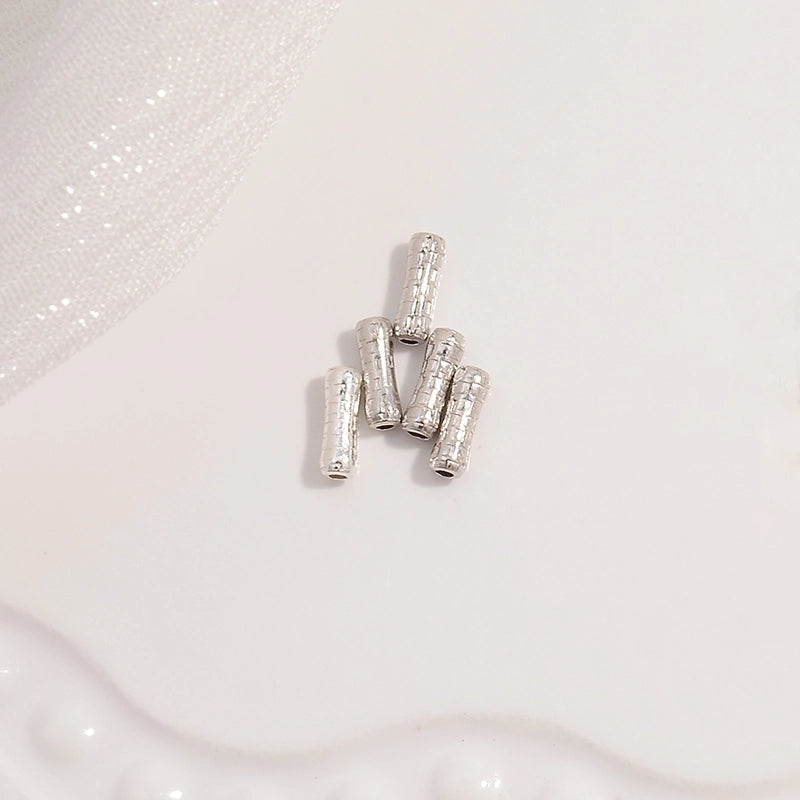 5 PCS/Package 2.5*6mm 2*6mm 925 Sterling Silver 22K Gold Plated Rhodium Plated Bamboo Beads Jewelry Accessories