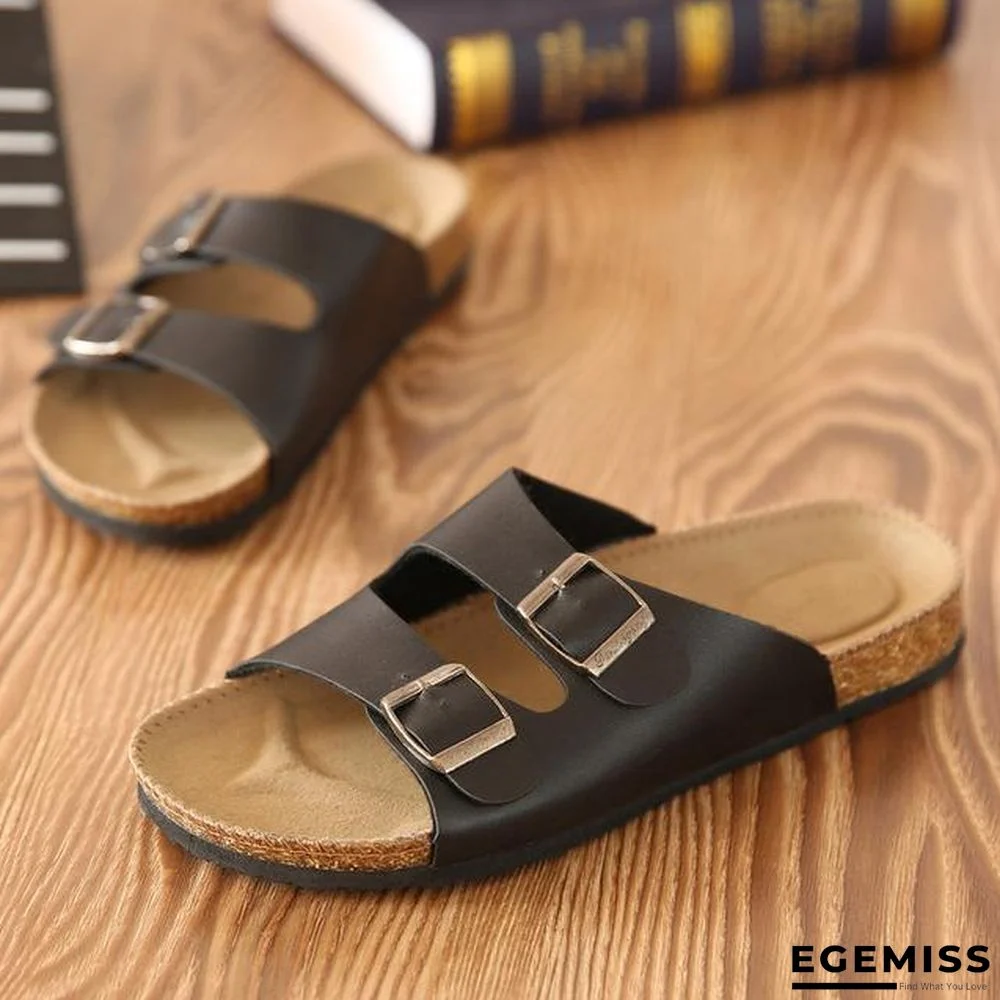 Men's PU Leather Slippers Sandals Flip Flops Summer Beach Sandals | EGEMISS