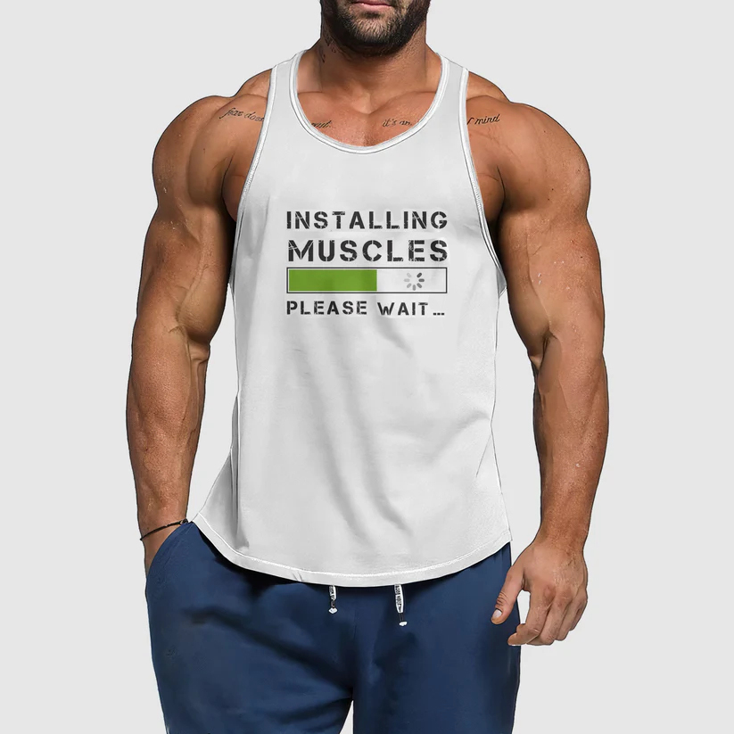 INSTALLING MUSCLES PLEASE WAIT Men's Printed Fitness Tank Top