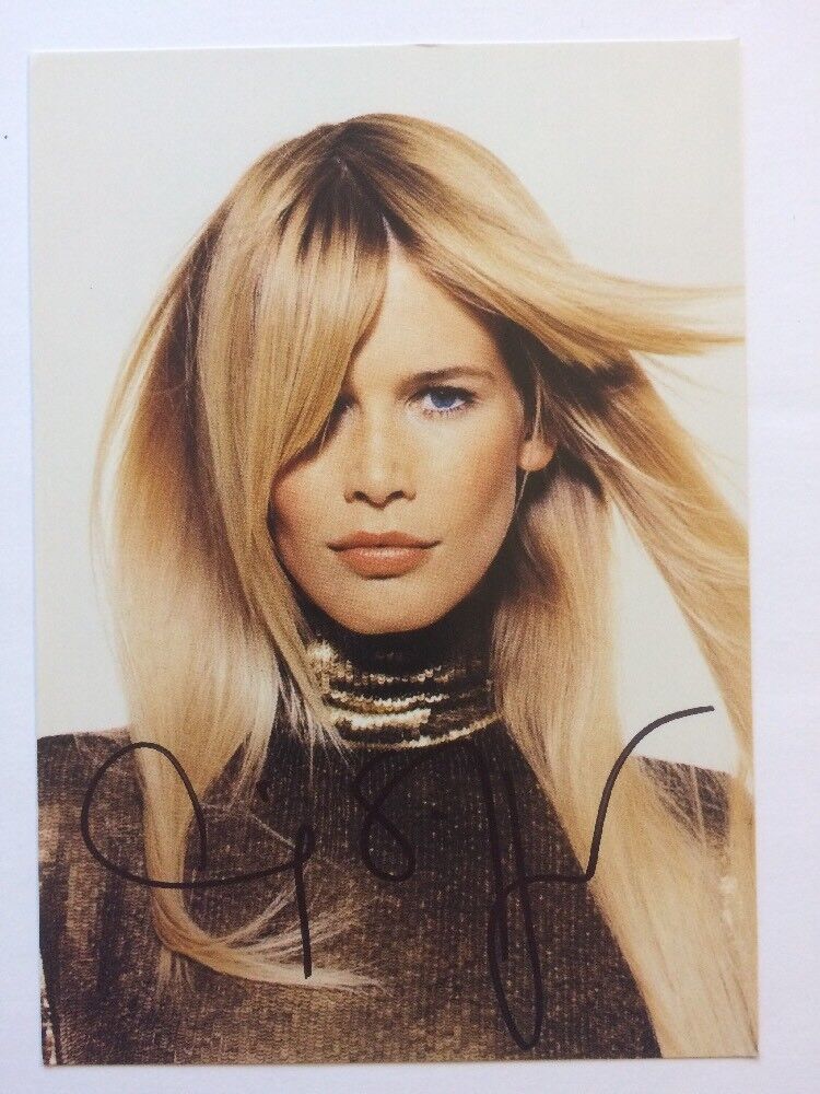 Claudia Schiffer Autographed Photo Poster painting Fashion Model Hot Blonde Signed