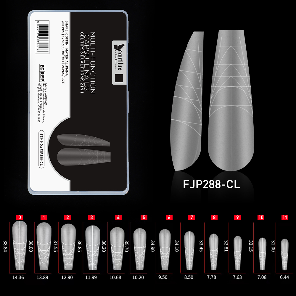 MULTI-FUNCTION CAPSULE NAILS | FJP288-CL COFFIN |  FJP300-AL ALMOND